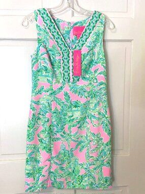 Lilly Pulitzer Dress Sleeveless V Neck Vivian Stretch Mini Tropical Size 2